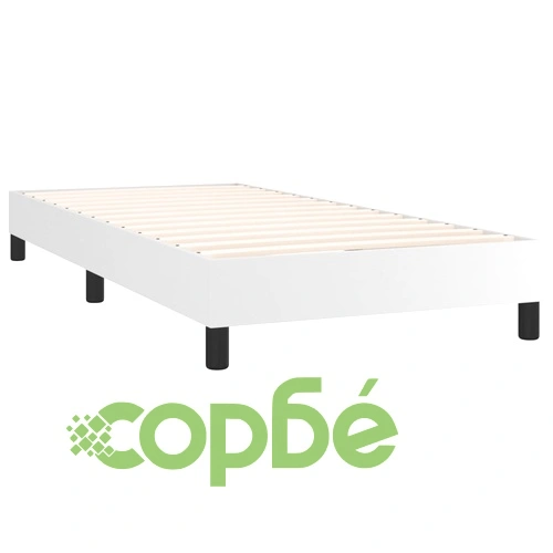 Боксспринг легло с матрак и LED бяло 80x200 см изкуствена кожа ➤ топ цена ➤ sorbe.bg