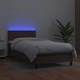 Боксспринг легло с матрак LED кафяво 90x200 см изкуствена кожа