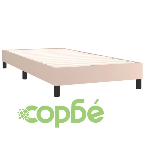 Боксспринг легло с матрак LED капучино 90x200см изкуствена кожа ➤ топ цена ➤ sorbe.bg