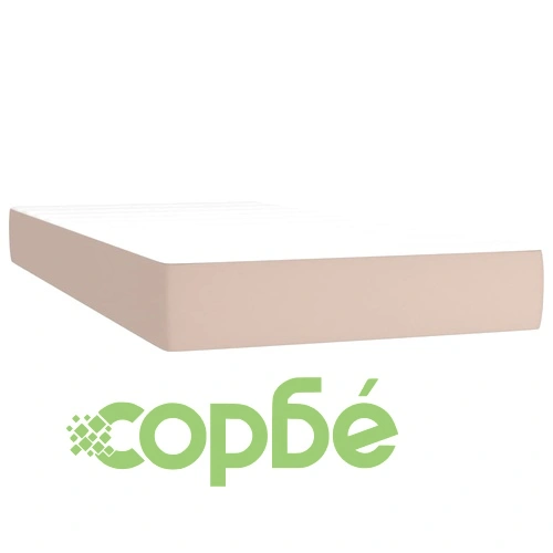 Боксспринг легло с матрак LED капучино 90x200см изкуствена кожа ➤ топ цена ➤ sorbe.bg