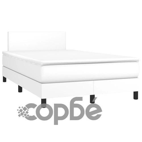 Боксспринг легло с матрак и LED бяло 120x200 см изкуствена кожа ➤ топ цена ➤ sorbe.bg