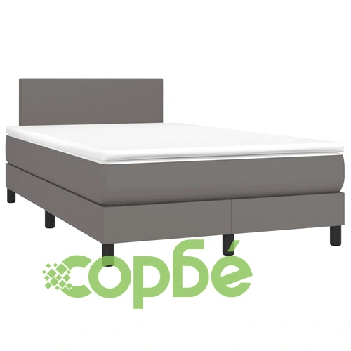 Боксспринг легло с матрак и LED сиво 120x200 см изкуствена кожа ➤ топ цена ➤ sorbe.bg