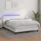 Боксспринг легло с матрак и LED бяло 140x200 см изкуствена кожа