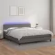 Боксспринг легло с матрак и LED сиво 160x200 см изкуствена кожа