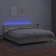 Боксспринг легло с матрак LED кремаво 180x200см изкуствена кожа