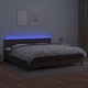 Боксспринг легло с матрак LED кафяво 200x200 см изкуствена кожа