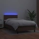 Боксспринг легло с матрак LED кафяво 80x200 см изкуствена кожа
