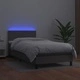Боксспринг легло с матрак и LED сиво 90x200 см изкуствена кожа