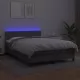 Боксспринг легло с матрак и LED сиво 140x200 см изкуствена кожа