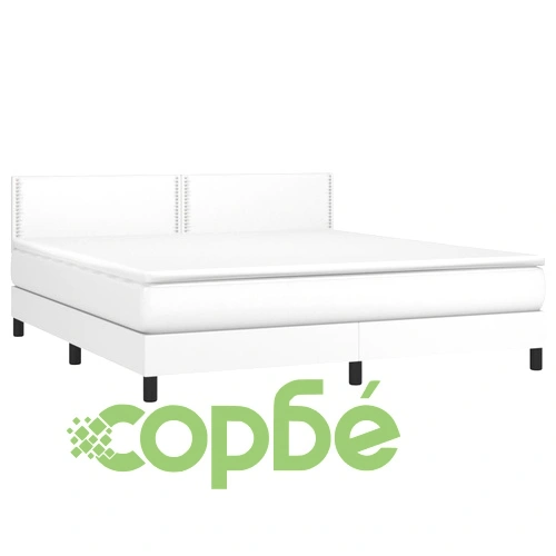 Боксспринг легло с матрак и LED бяло 160x200 см изкуствена кожа ➤ топ цена ➤ sorbe.bg