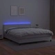 Боксспринг легло с матрак и LED бяло 160x200 см изкуствена кожа