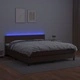 Боксспринг легло с матрак LED кафяво 160x200 см изкуствена кожа
