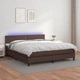 Боксспринг легло с матрак LED кафяво 160x200 см изкуствена кожа