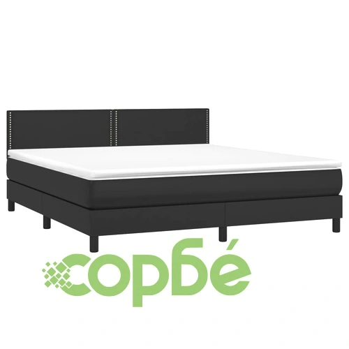 Боксспринг легло с матрак и LED черно 180x200см изкуствена кожа ➤ топ цена ➤ sorbe.bg