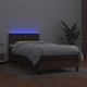 Боксспринг легло с матрак LED кафяво 80x200 см изкуствена кожа