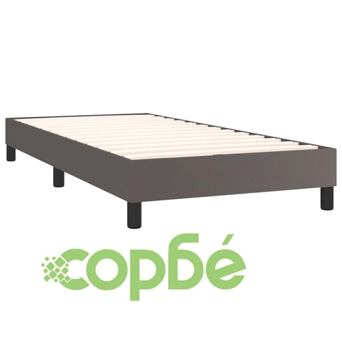 Боксспринг легло с матрак и LED сиво 80x200 см изкуствена кожа ➤ топ цена ➤ sorbe.bg