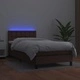 Боксспринг легло с матрак LED кафяво 90x190 см изкуствена кожа