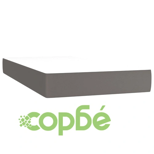 Боксспринг легло с матрак и LED сиво 90x200 см изкуствена кожа ➤ топ цена ➤ sorbe.bg