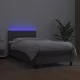 Боксспринг легло с матрак и LED сиво 100x200 см изкуствена кожа
