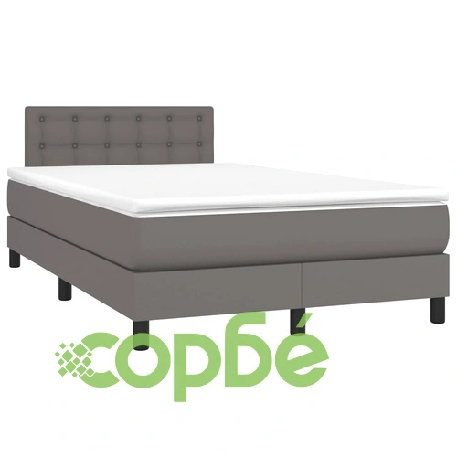 Боксспринг легло с матрак и LED сиво 120x200 см изкуствена кожа ➤ топ цена ➤ sorbe.bg