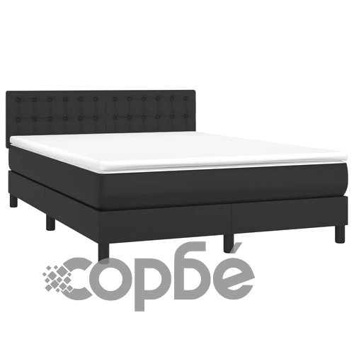 Боксспринг легло с матрак LED черно 140x190 см изкуствена кожа ➤ топ цена ➤ sorbe.bg