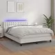 Боксспринг легло с матрак и LED бяло 140x190 см изкуствена кожа