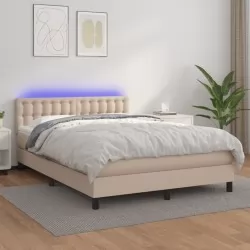Боксспринг легло с матрак LED капучино 140x200 см