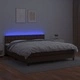 Боксспринг легло с матрак LED кафяво 180x200 см изкуствена кожа
