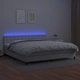 Боксспринг легло с матрак и LED бяло 200x200 см изкуствена кожа