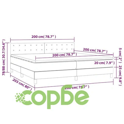Боксспринг легло с матрак и LED бяло 200x200 см изкуствена кожа ➤ топ цена ➤ sorbe.bg