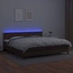 Боксспринг легло с матрак LED кафяво 200x200 см изкуствена кожа