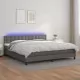 Боксспринг легло с матрак и LED сиво 200x200 см изкуствена кожа