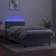 Боксспринг легло с матрак и LED, светлосиво, 100x200 см, кадифе
