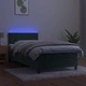 Боксспринг легло с матрак и LED, тъмнозелено, 100x200см, кадифе