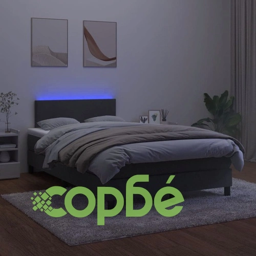 Боксспринг легло с матрак и LED, черно, 120x200 см, кадифе ➤ топ цена ➤ sorbe.bg