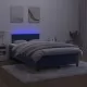 Боксспринг легло с матрак и LED, тъмносиньо, 120x200 см, кадифе