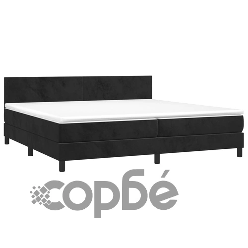 Боксспринг легло с матрак и LED, черно, 200x200 см, кадифе ➤ топ цена ➤ sorbe.bg