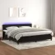Боксспринг легло с матрак и LED, черно, 200x200 см, кадифе