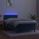 Боксспринг легло с матрак и LED, тъмносиньо, 90x190 см, кадифе
