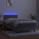 Боксспринг легло с матрак и LED, светлосиво, 90x200 см, кадифе