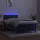 Боксспринг легло с матрак и LED, тъмносиньо, 90x200 см, кадифе