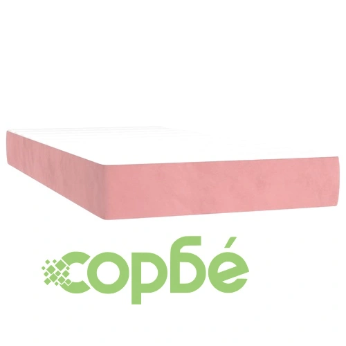 Боксспринг легло с матрак и LED, розово, 100x200 см, кадифе ➤ топ цена ➤ sorbe.bg