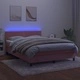 Боксспринг легло с матрак и LED, розово, 140x200 см, кадифе