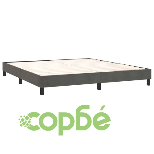 Боксспринг легло с матрак и LED, тъмносиво, 160x200 см, кадифе ➤ топ цена ➤ sorbe.bg