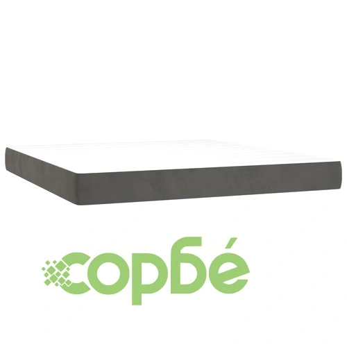 Боксспринг легло с матрак и LED, тъмносиво, 160x200 см, кадифе ➤ топ цена ➤ sorbe.bg