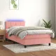 Боксспринг легло с матрак и LED, розово, 80x200 см, кадифе