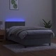 Боксспринг легло с матрак и LED, светлосиво, 90x200 см, кадифе