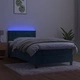 Боксспринг легло с матрак и LED, тъмносиньо, 90x200 см, кадифе