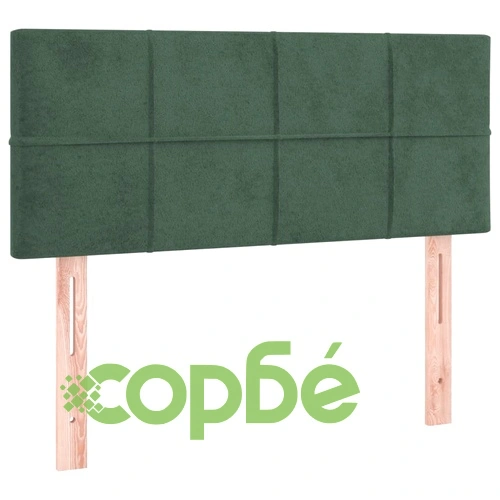Боксспринг легло с матрак и LED, тъмнозелено, 100x200см, кадифе ➤ топ цена ➤ sorbe.bg