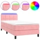 Боксспринг легло с матрак и LED, розово, 100x200 см, кадифе
